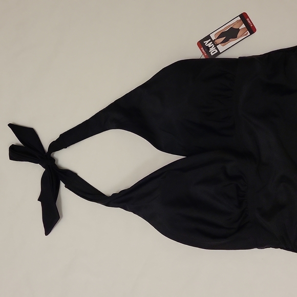 DKNY Swimsuit Halter One Piece Tummy Control Black Women's Extra Large XL NWT - Picture 6 of 16